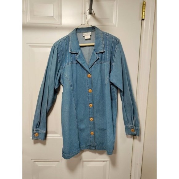 Vintage 80's Saint Germain Long Sleeve Notch Lapel Button Up Blue Denim Jacket M - Picture 5 of 16
